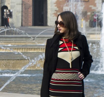 Look com vestido de Lã em Milão