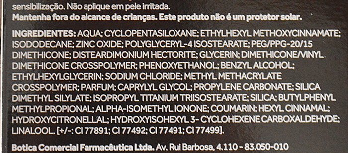 ingredientes da base cushion O Boticário