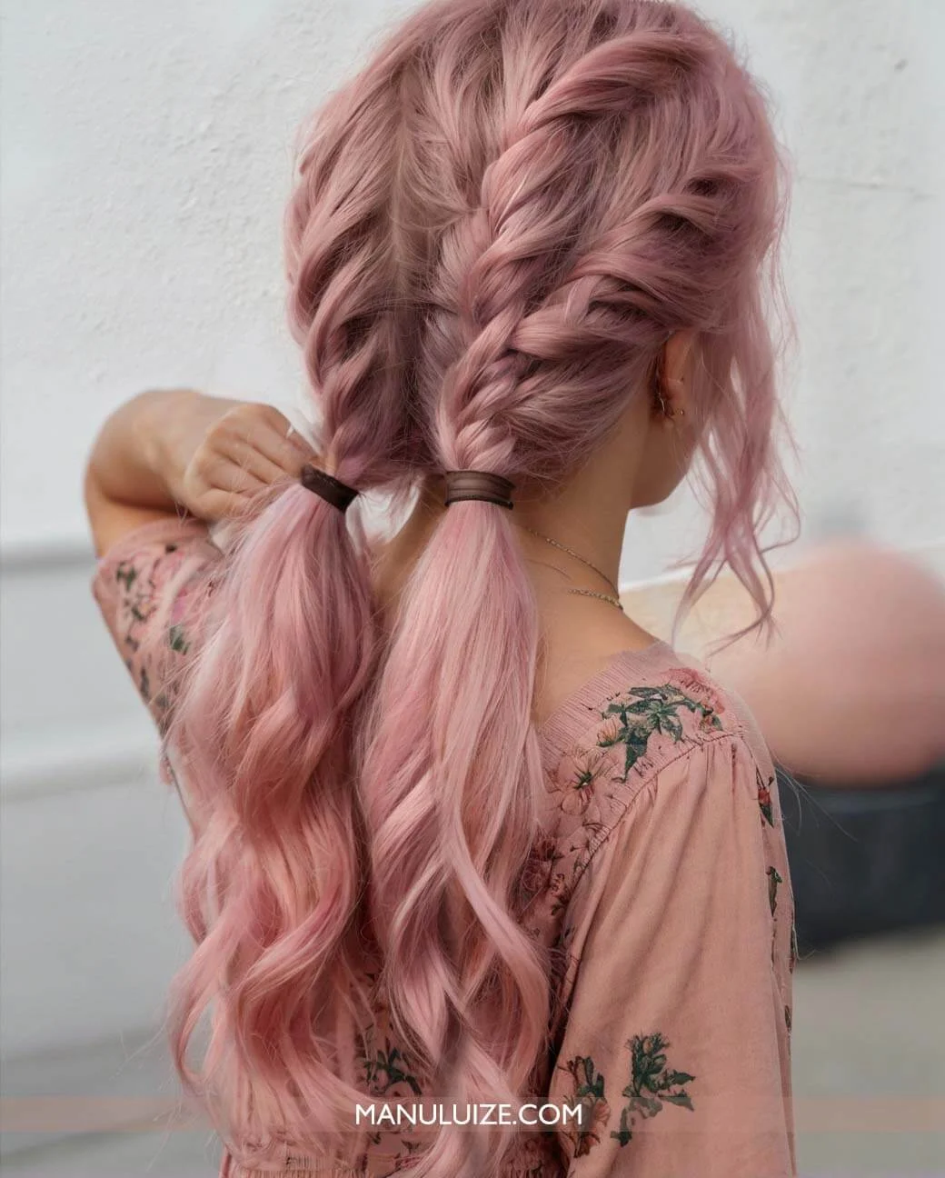 Pastel pink braids