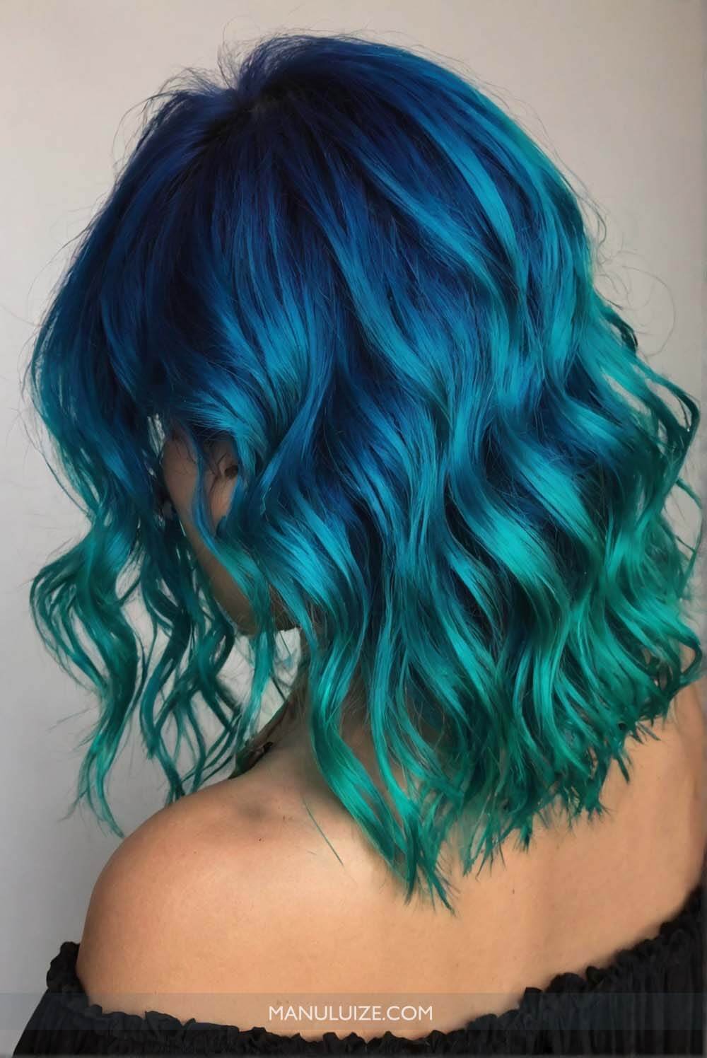 Blue and green hair