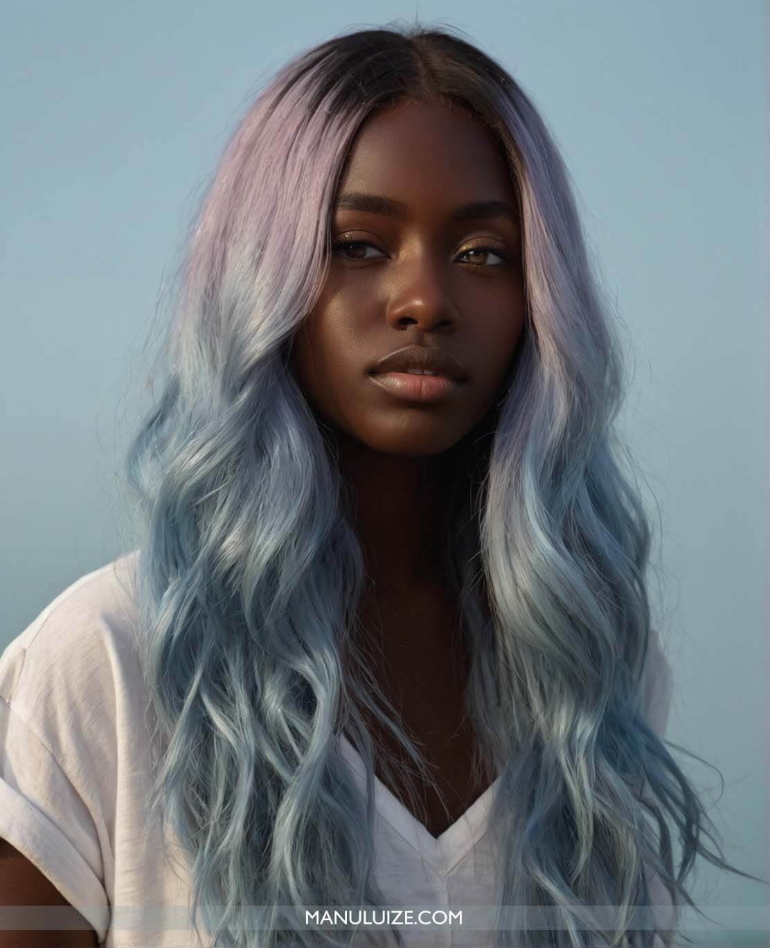 Pastel blue hair and lilac