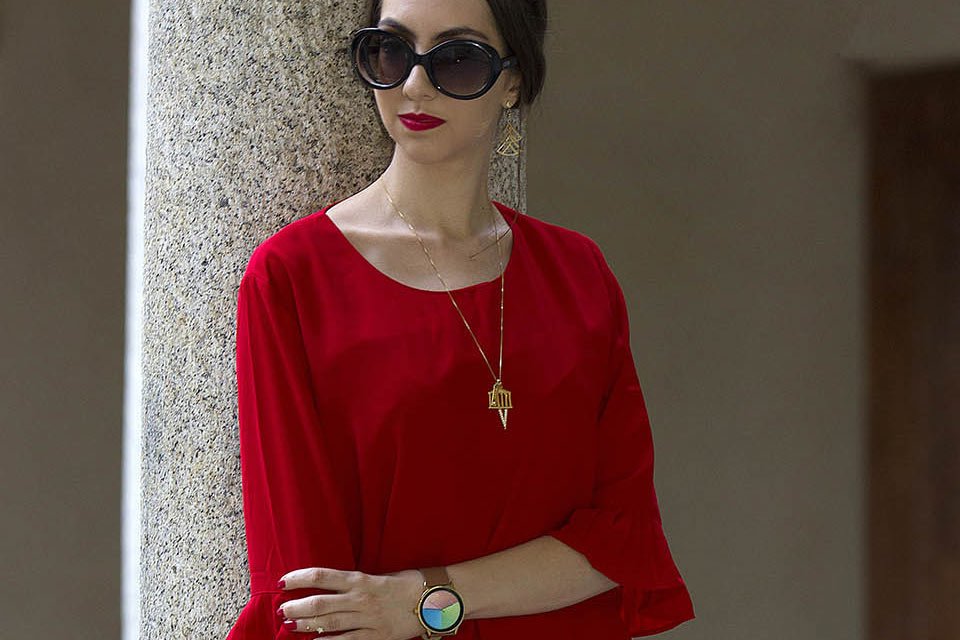 Look com Vestido vermelho