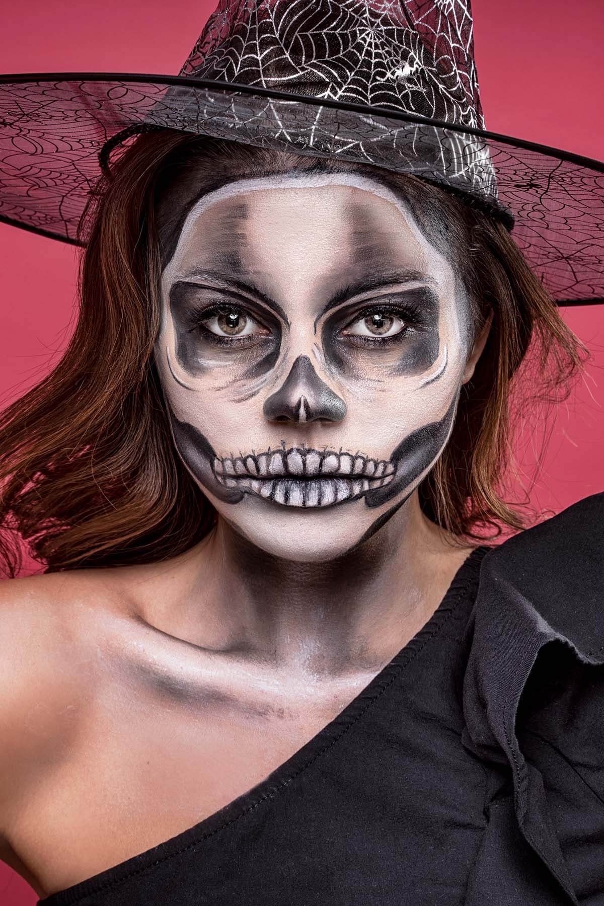 Black and white skull makeup