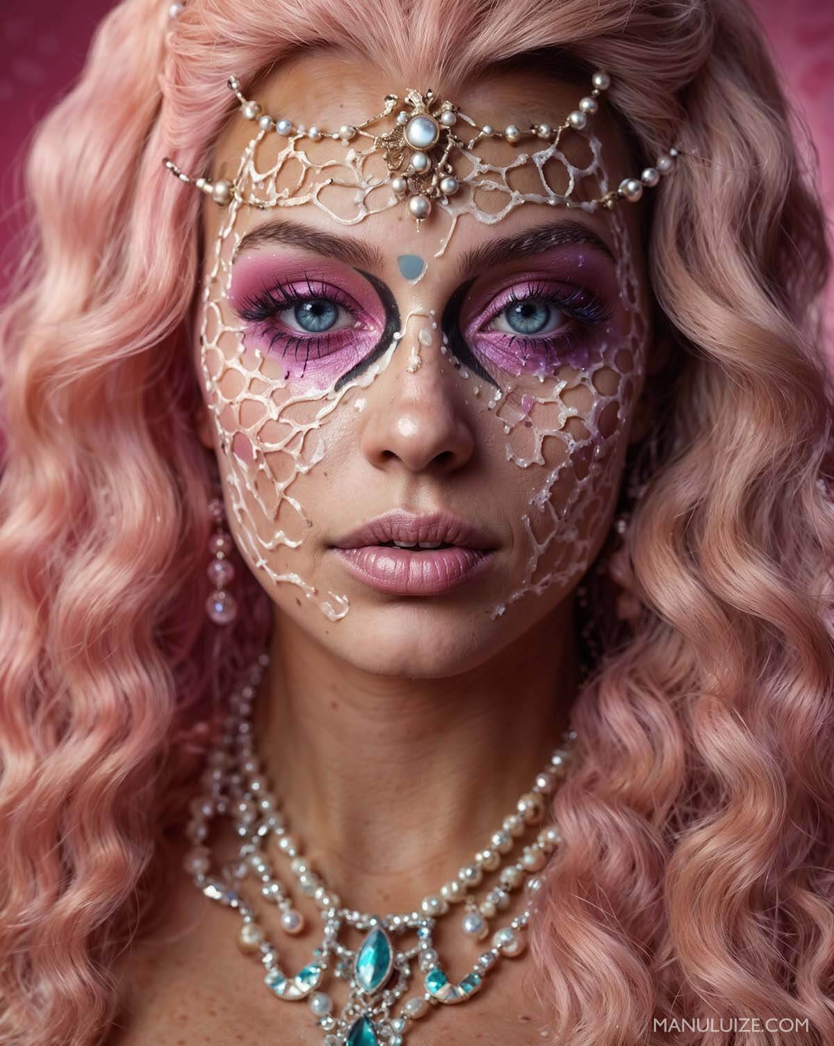 Pink mermaid Halloween makeup