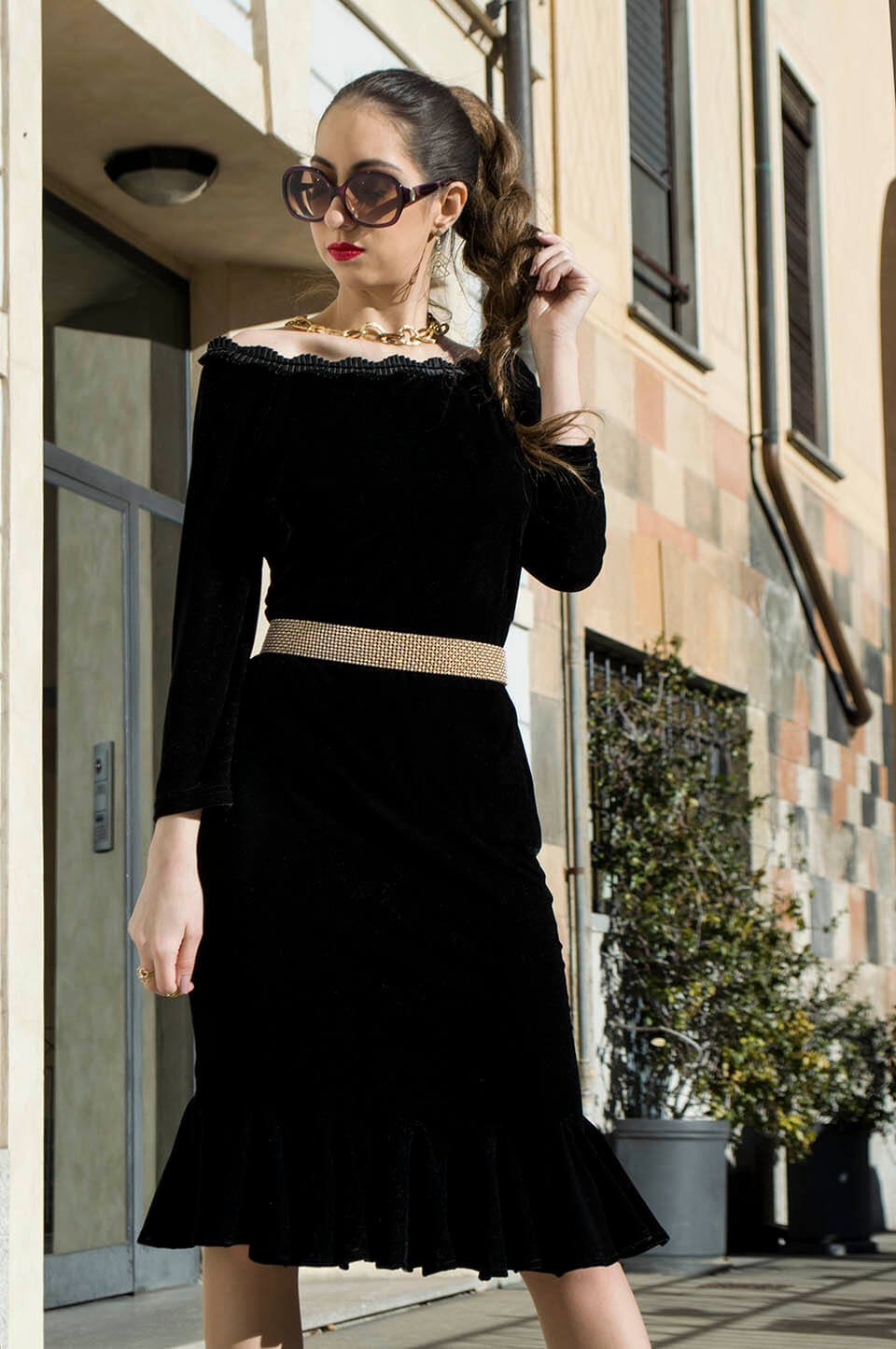 black velvet dress outfit