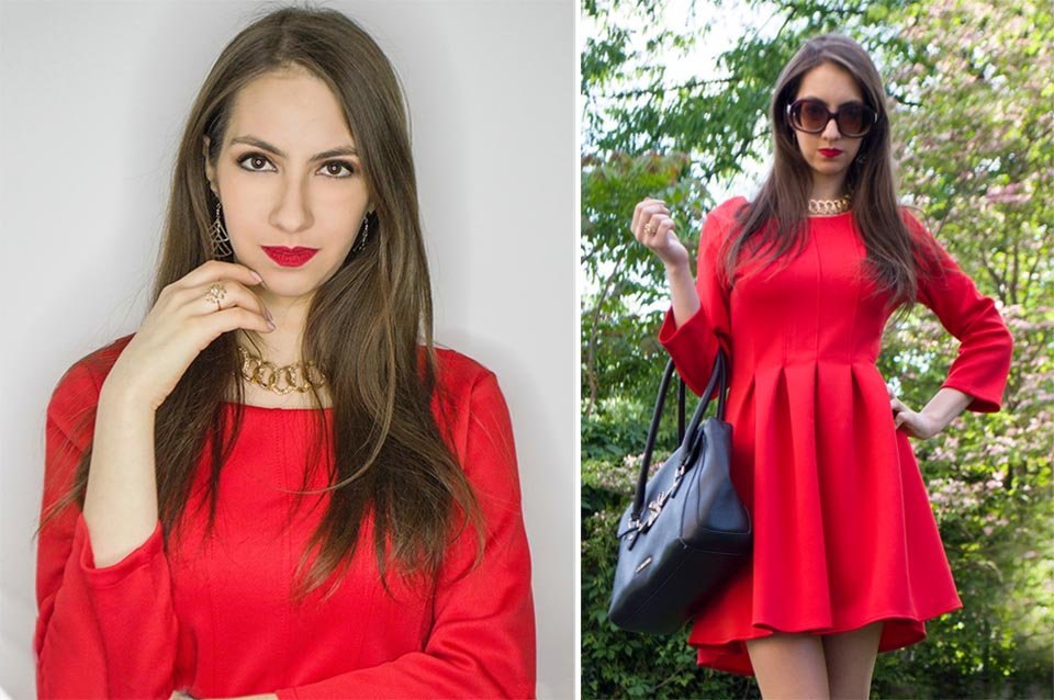 Look com vestido vermelho