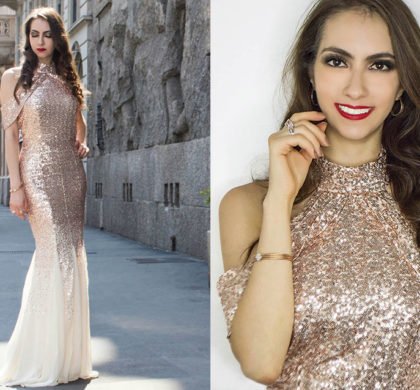Vestido longo de paetês