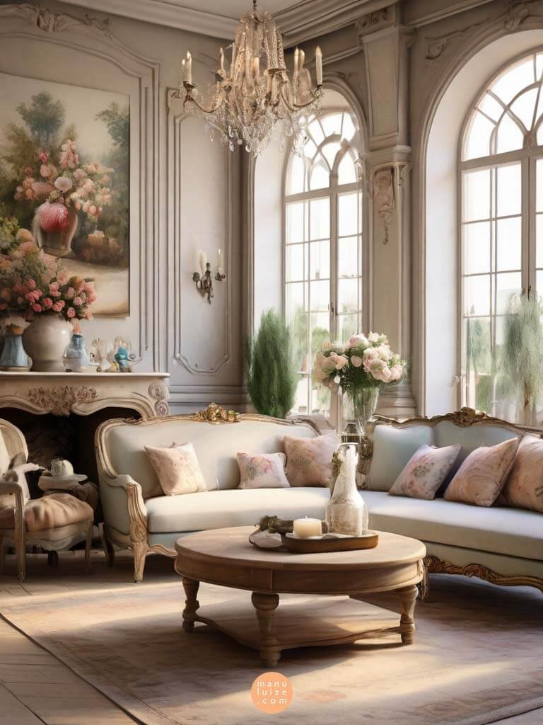 French style decor in living room
