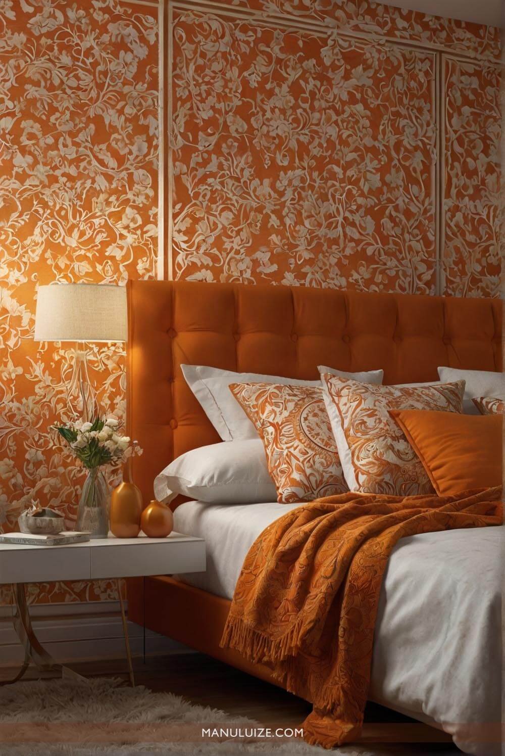 Parede laranja em decor moderna