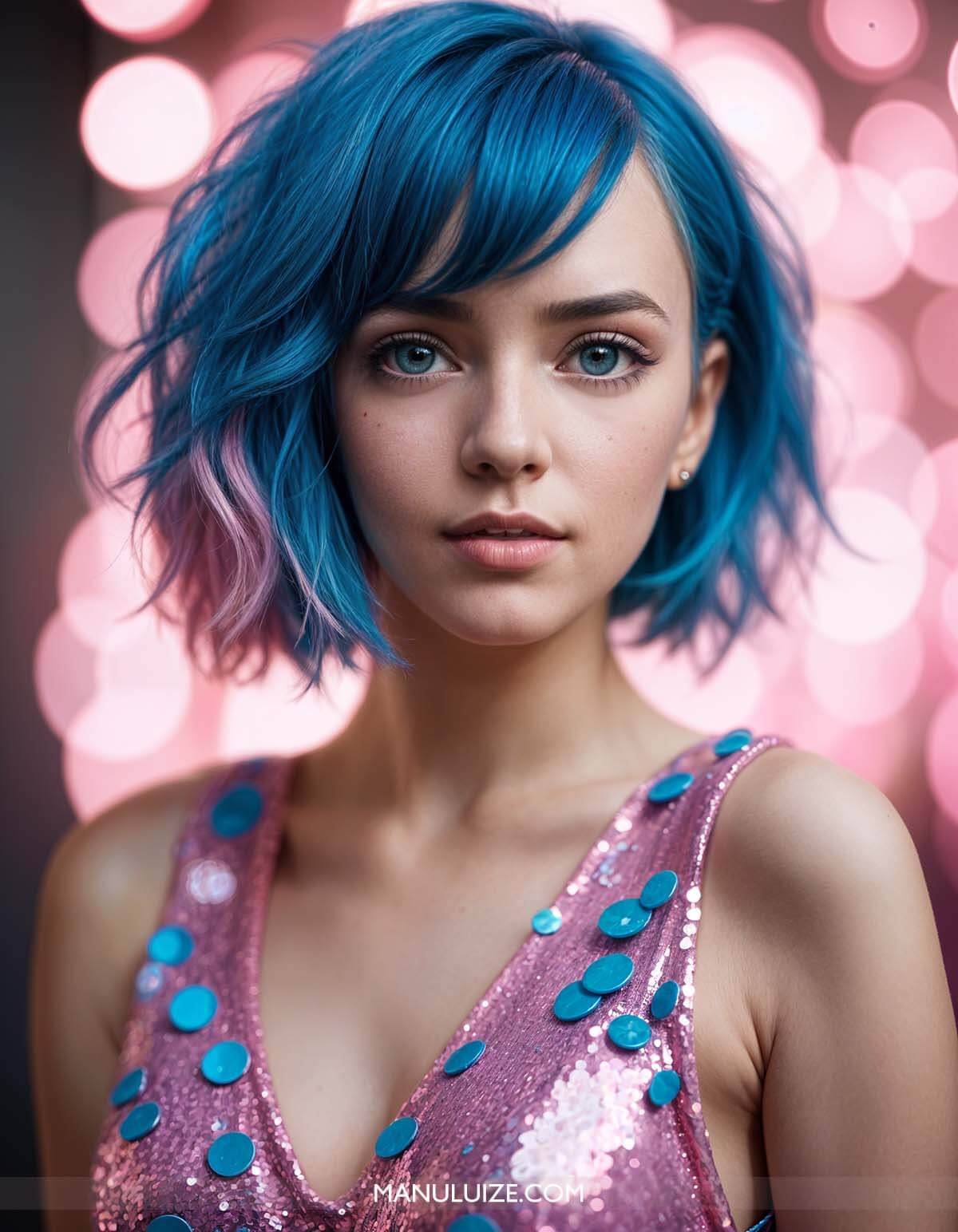 Blue hair with pink ends