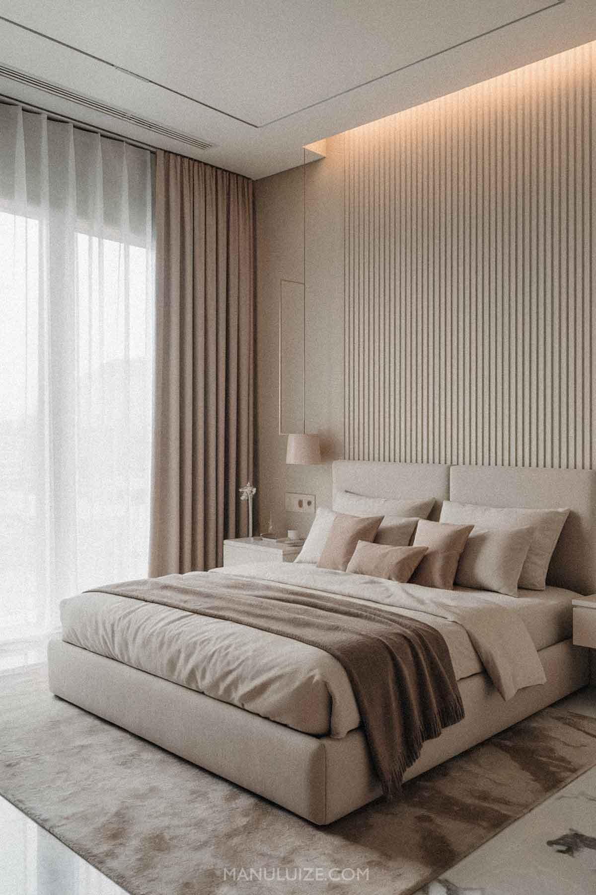 Minimal beige modern bedroom decor Minimal beige modern bedroom decor