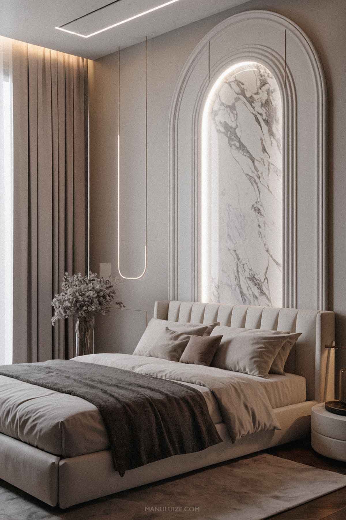 Minimal luxury beige marble bedroom decor Minimal luxury beige marble bedroom decor