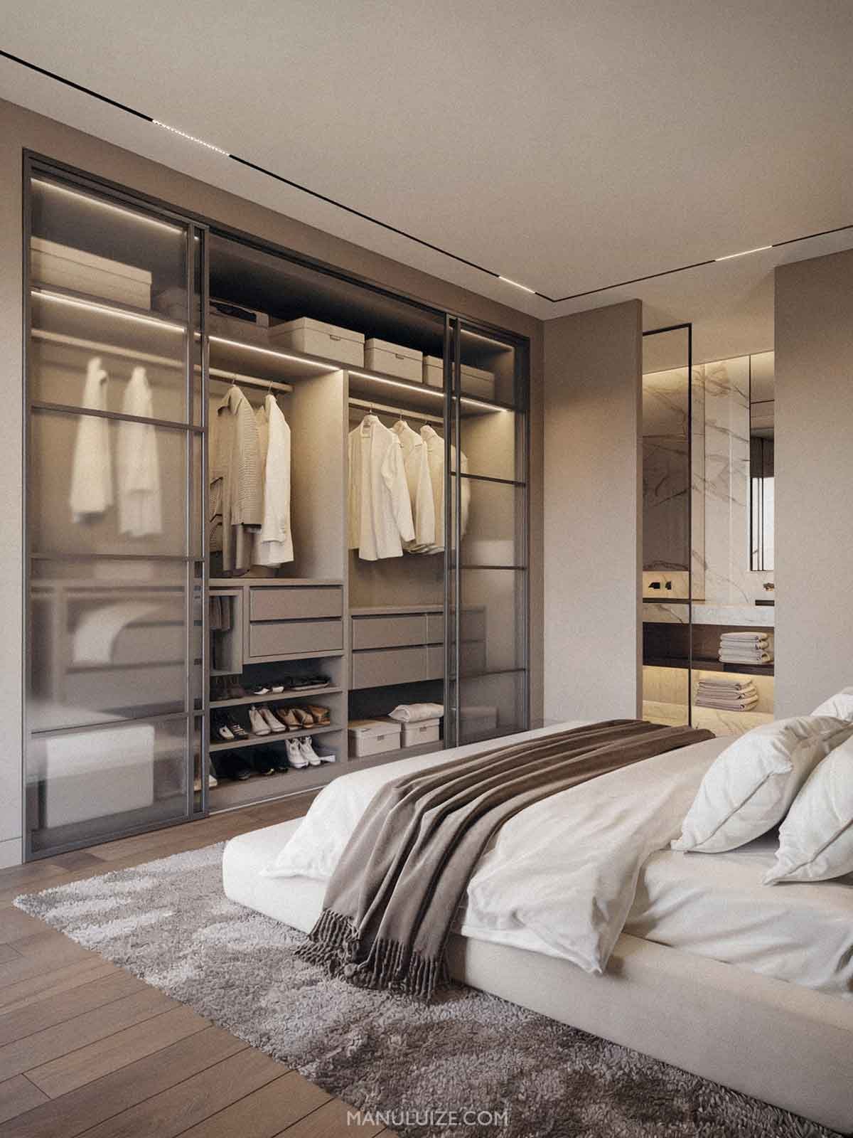 Modern sleek beige bedroom Modern sleek beige bedroom