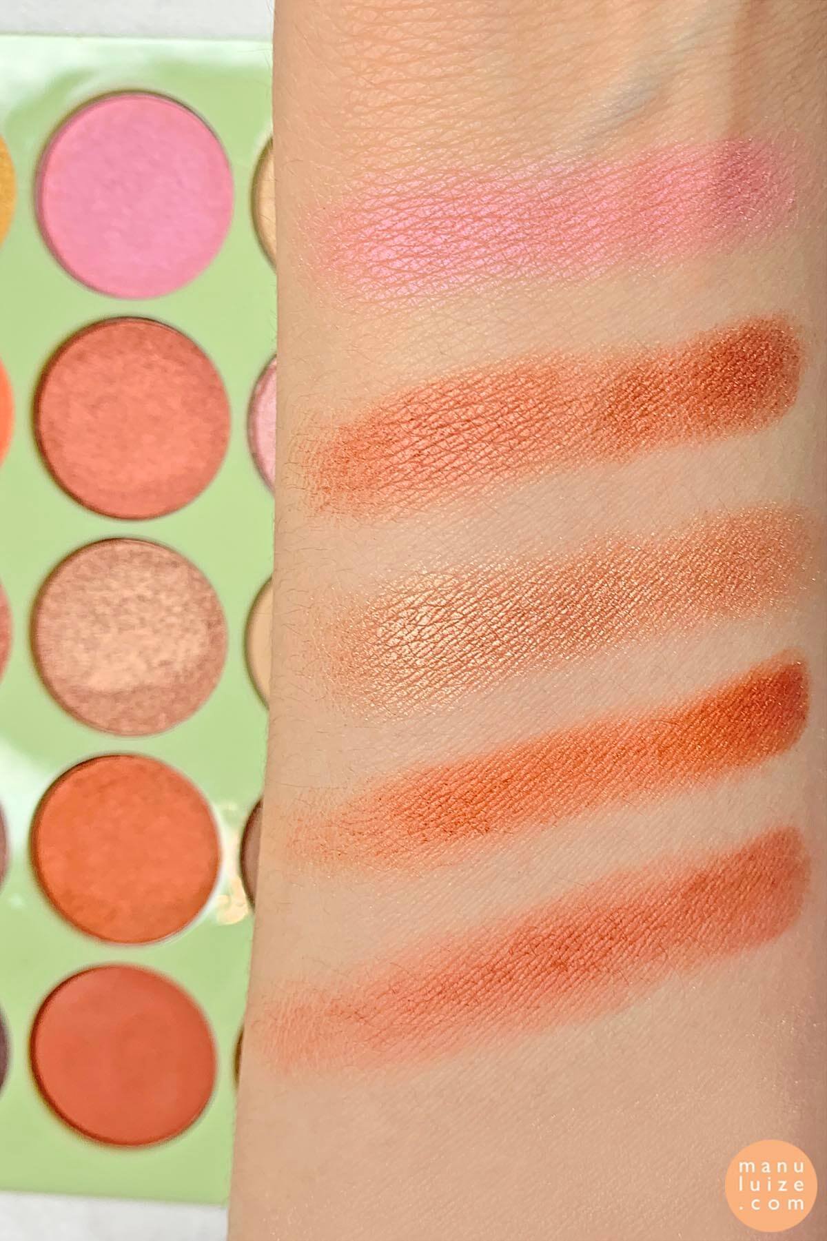swatches of Pixi and Tina Young palette