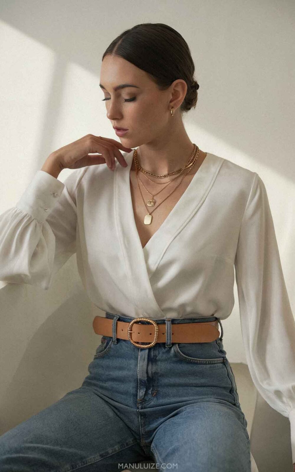 Casual classy outfit with gold jewelry Casual classy outfit with gold jewelry