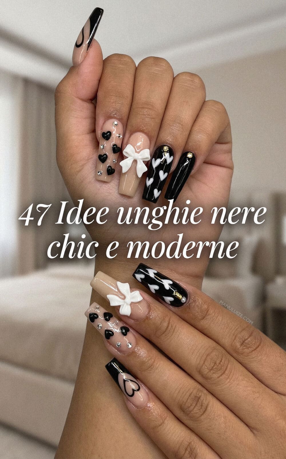 47 Unghie gel nere chic