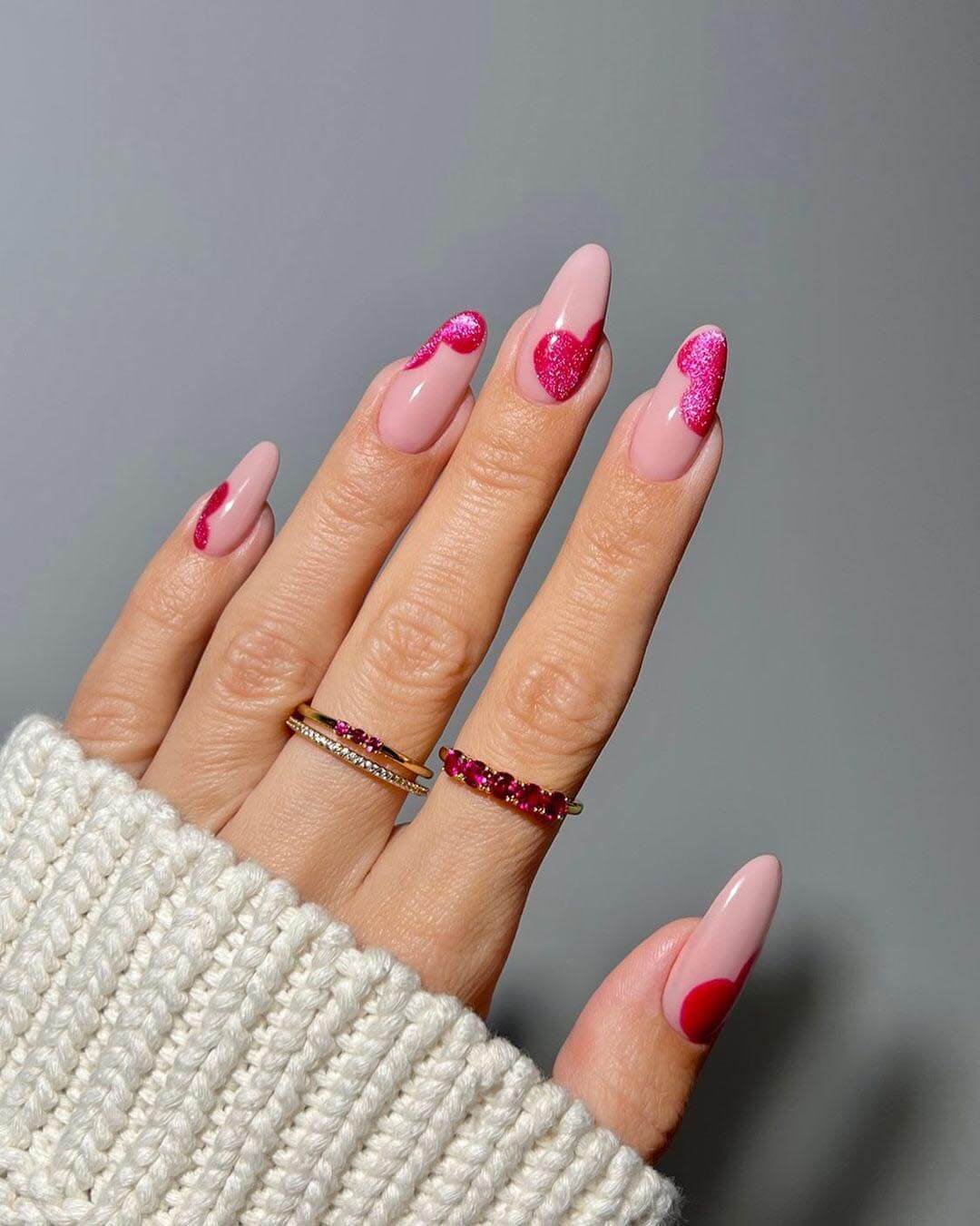 Valentines nails in pink by @heygreatnails
