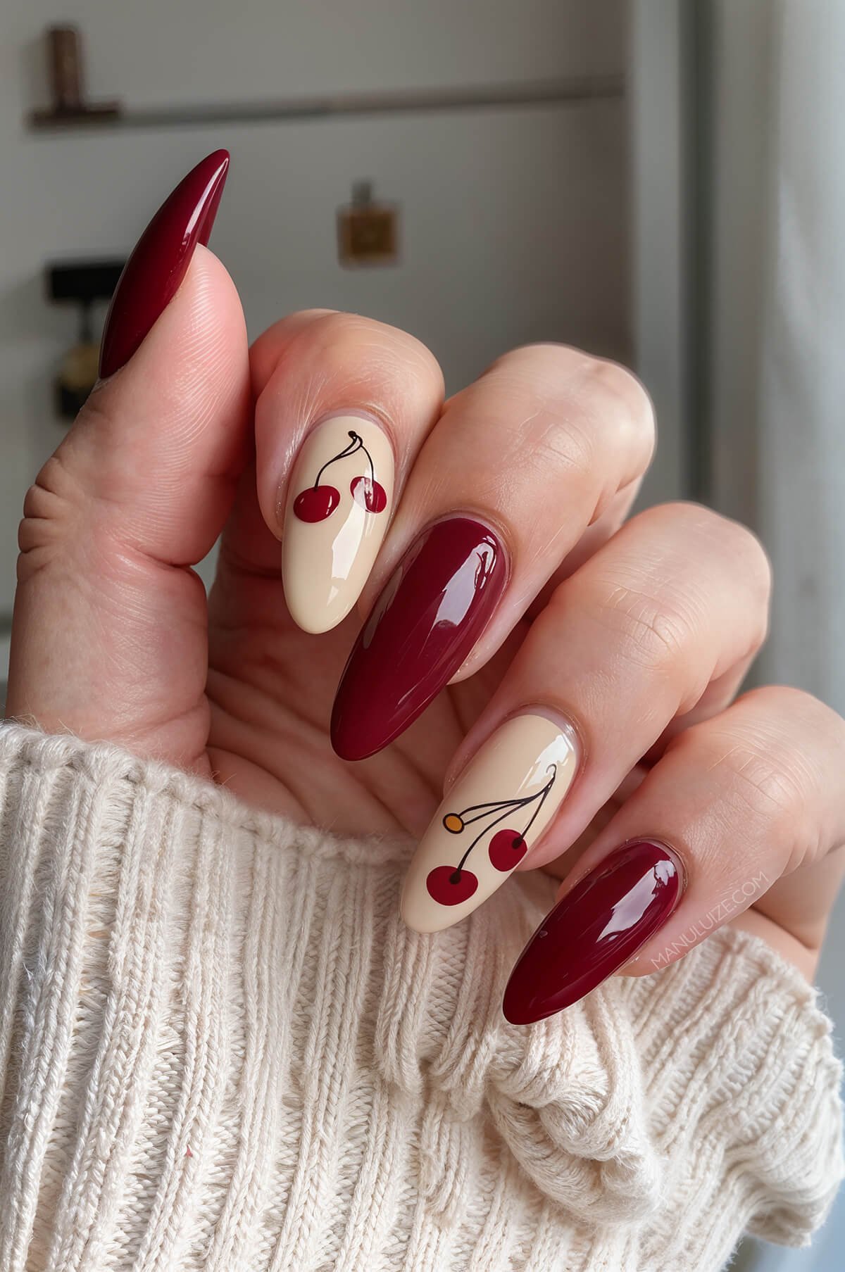 Dark cherry nails