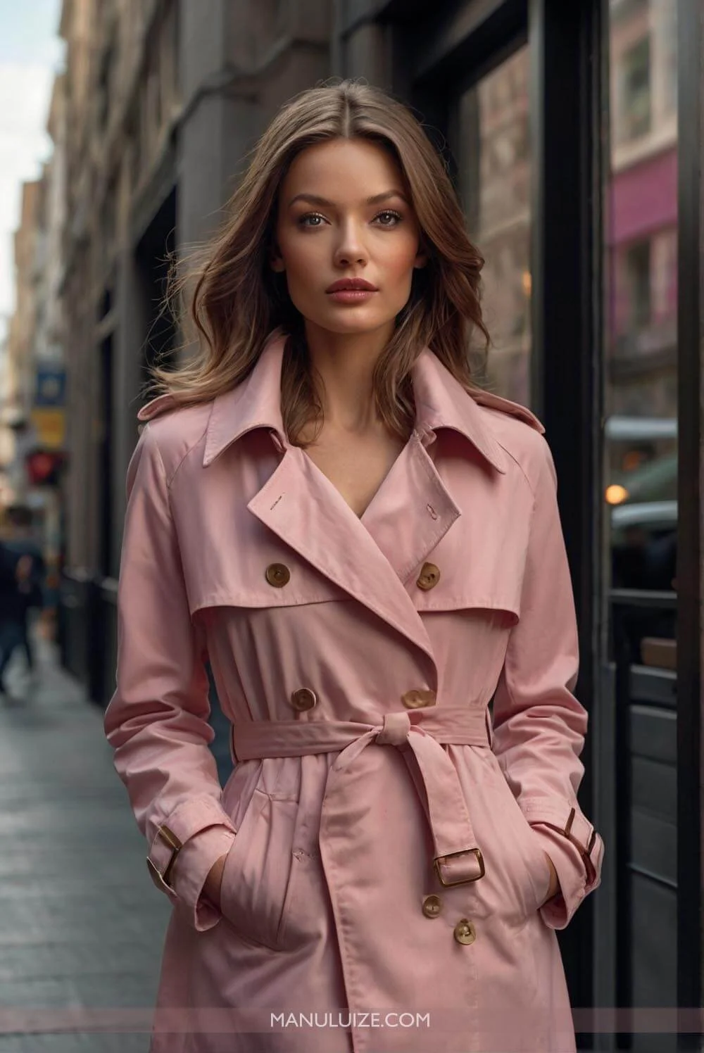 Pink trench coat outfit