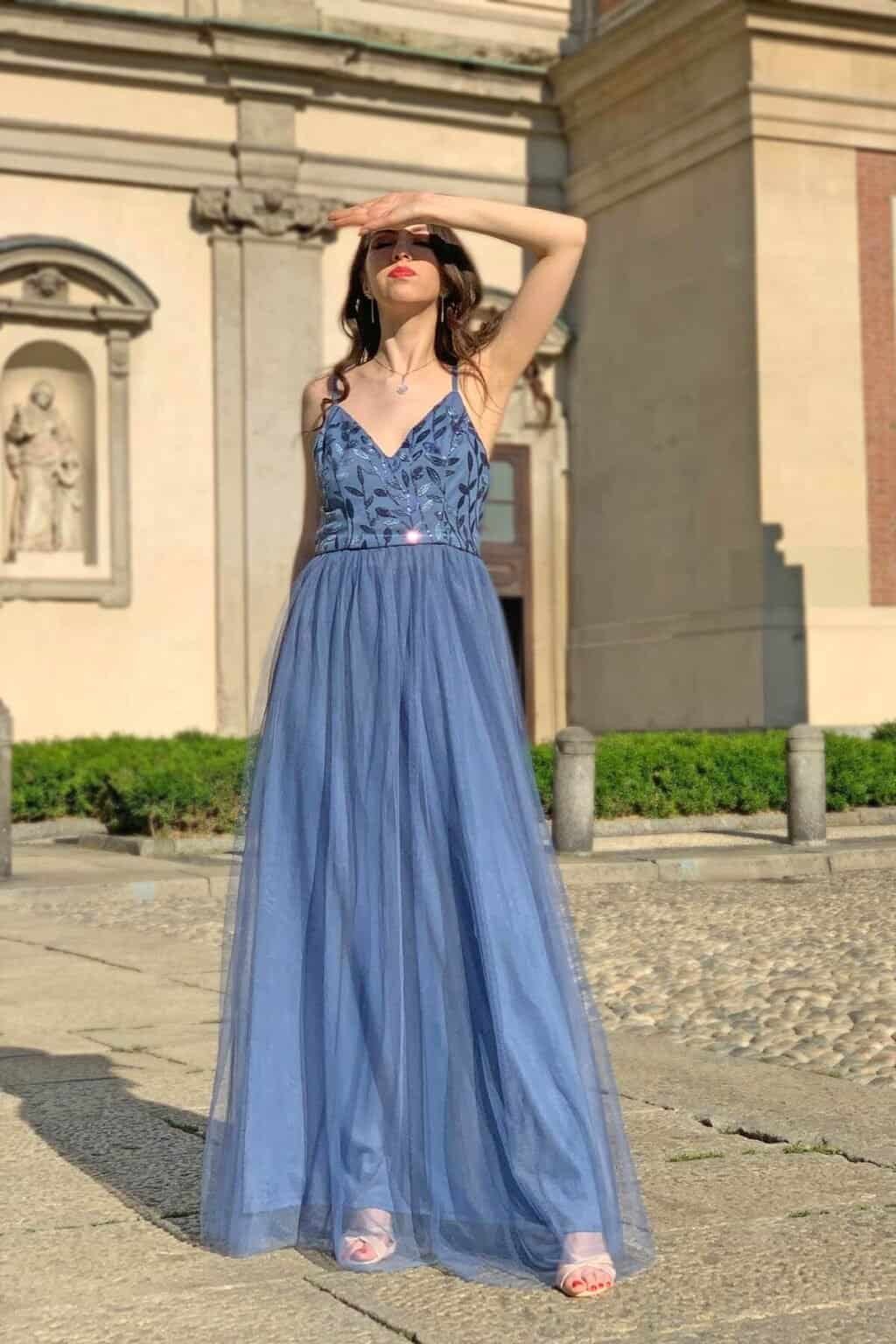 Ever-Pretty Abito Lungo In Mousseline Con Cintura E Pieghe – Taglie Donna, Elegante Per Cerimonie E Matrimoni