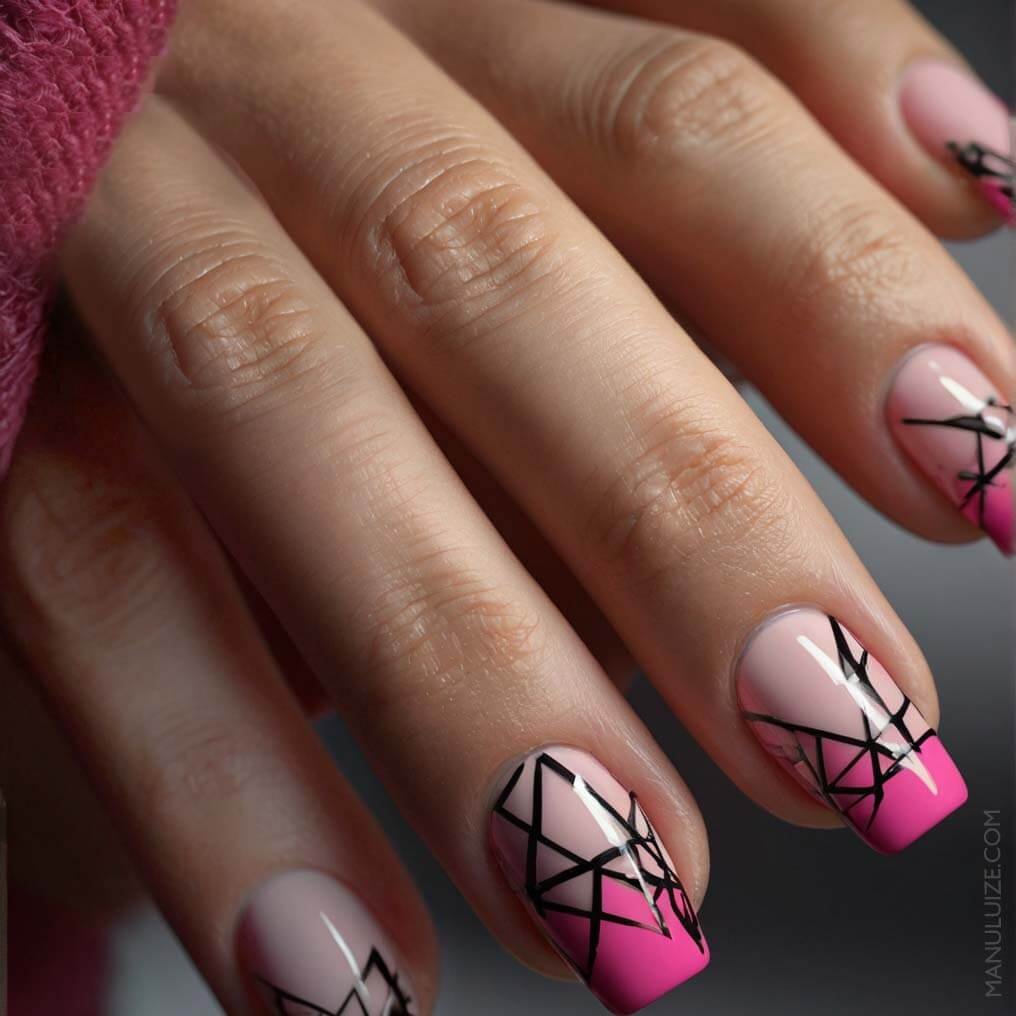 Pink and black nails
