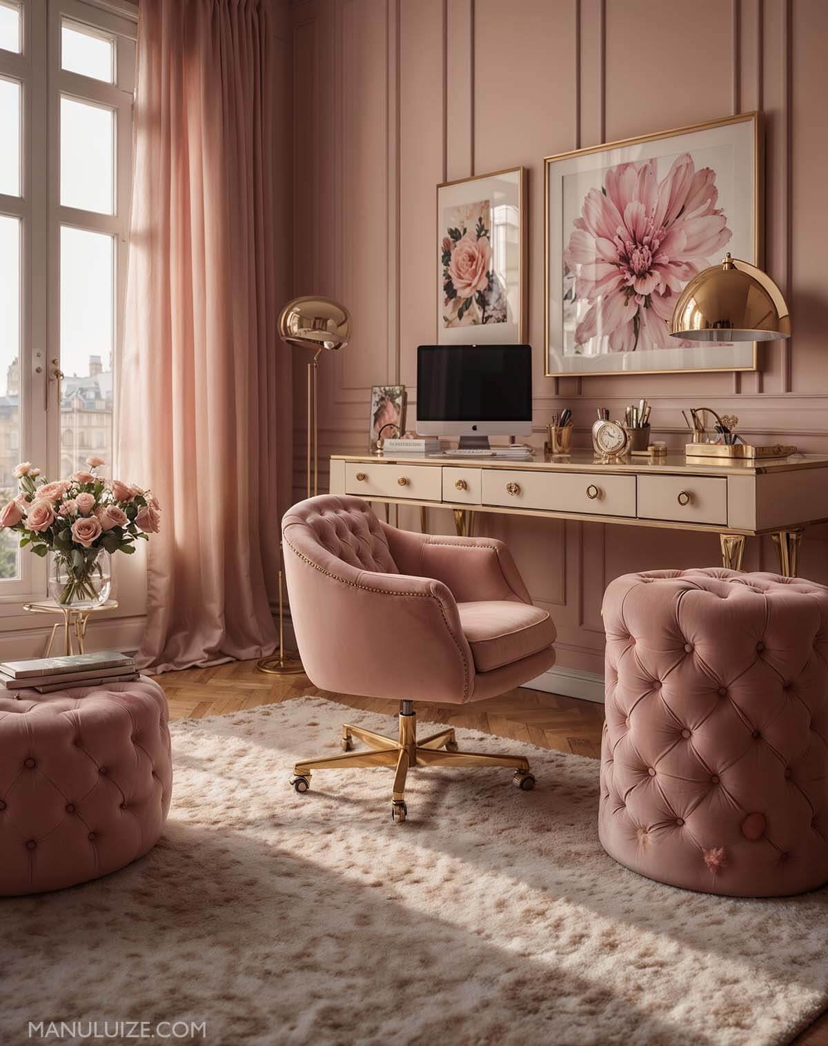 Light pink home office