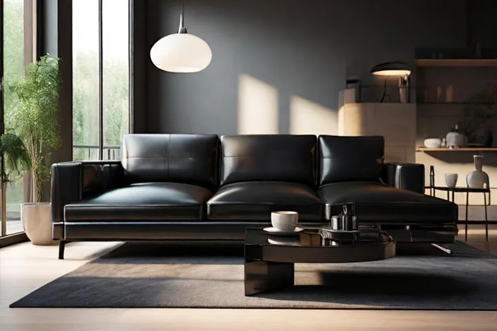 Salas minimalistas: sofá de couro