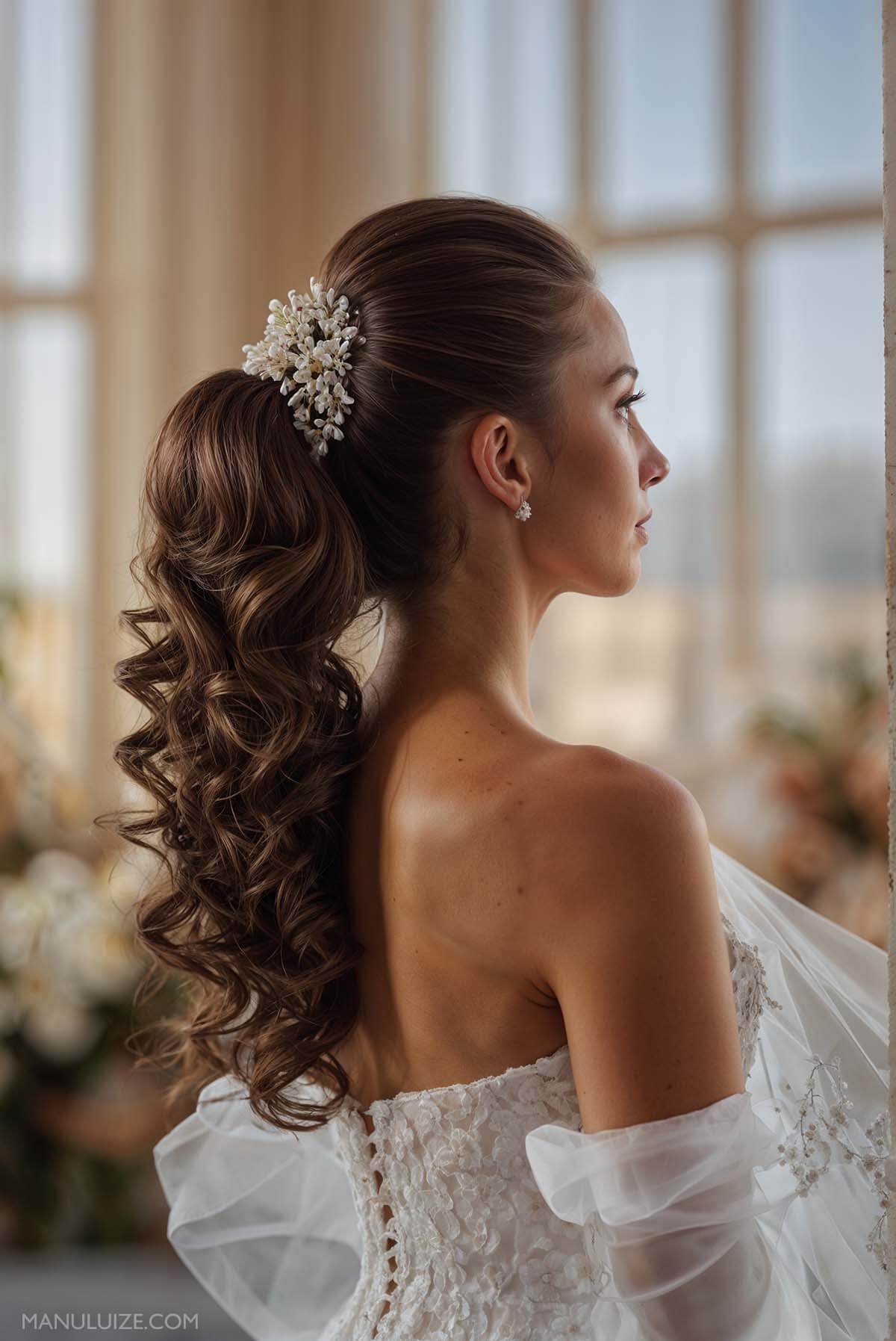 Bridal pony tail hairstyle