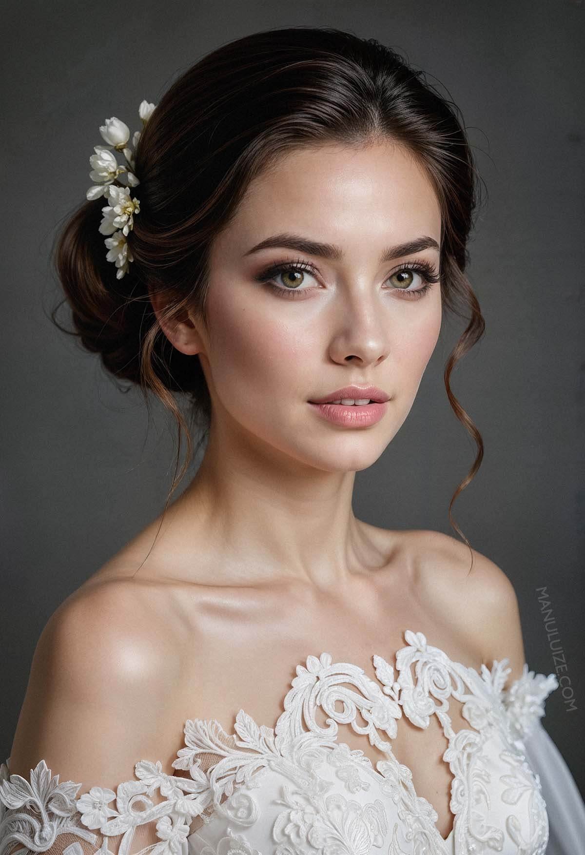 Low bun hairstyle for brides