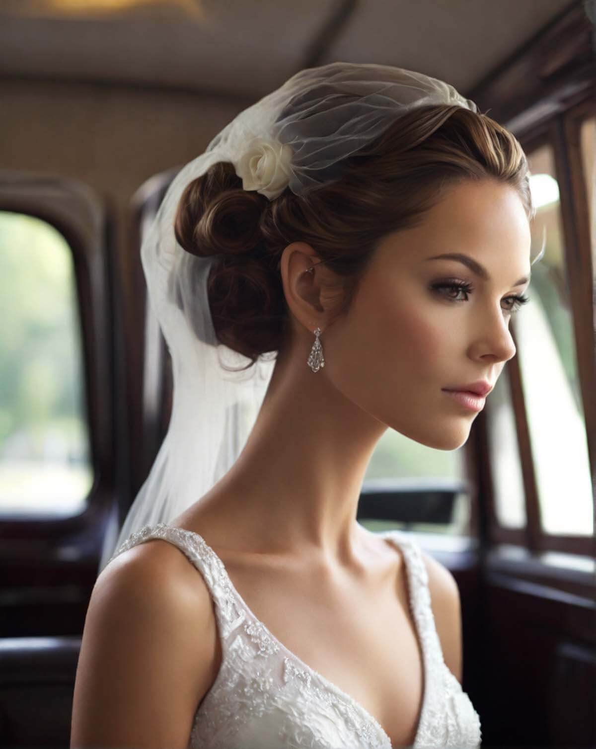 Low bun side bangs for brides