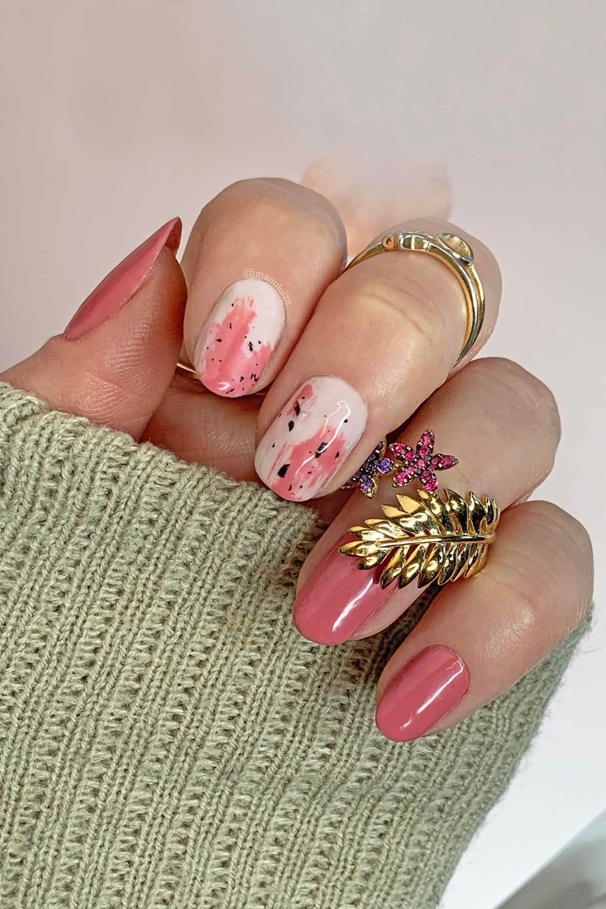 pink abstract nails
