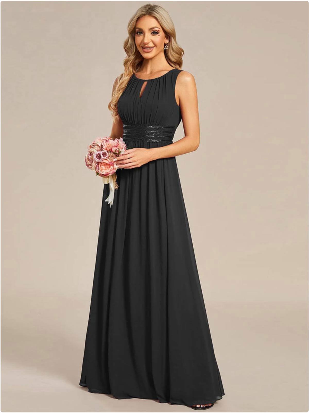 black Modest Bridesmaid Dresses