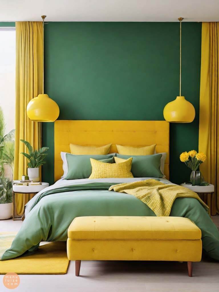 Green room with yellow details