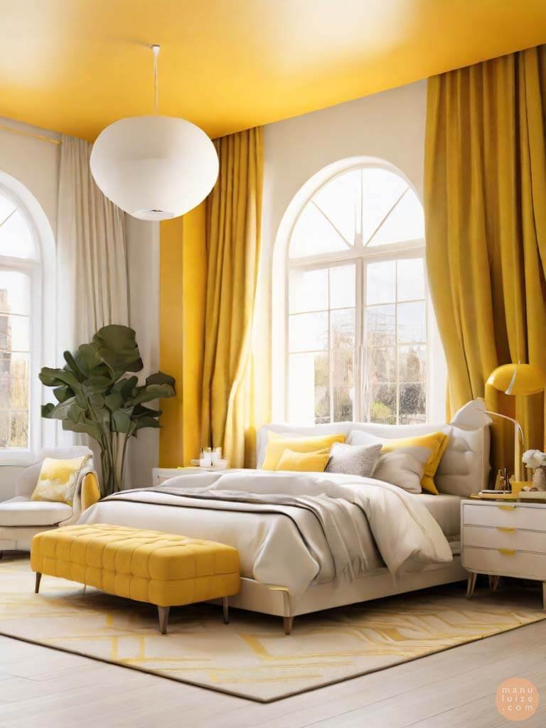 modern yellow bedroom decor ideas