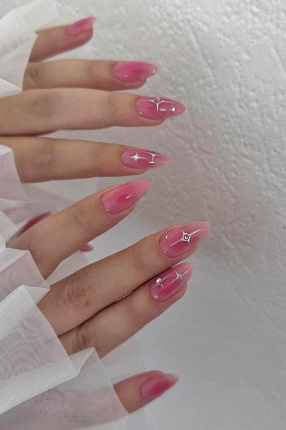 Pink spring nail art