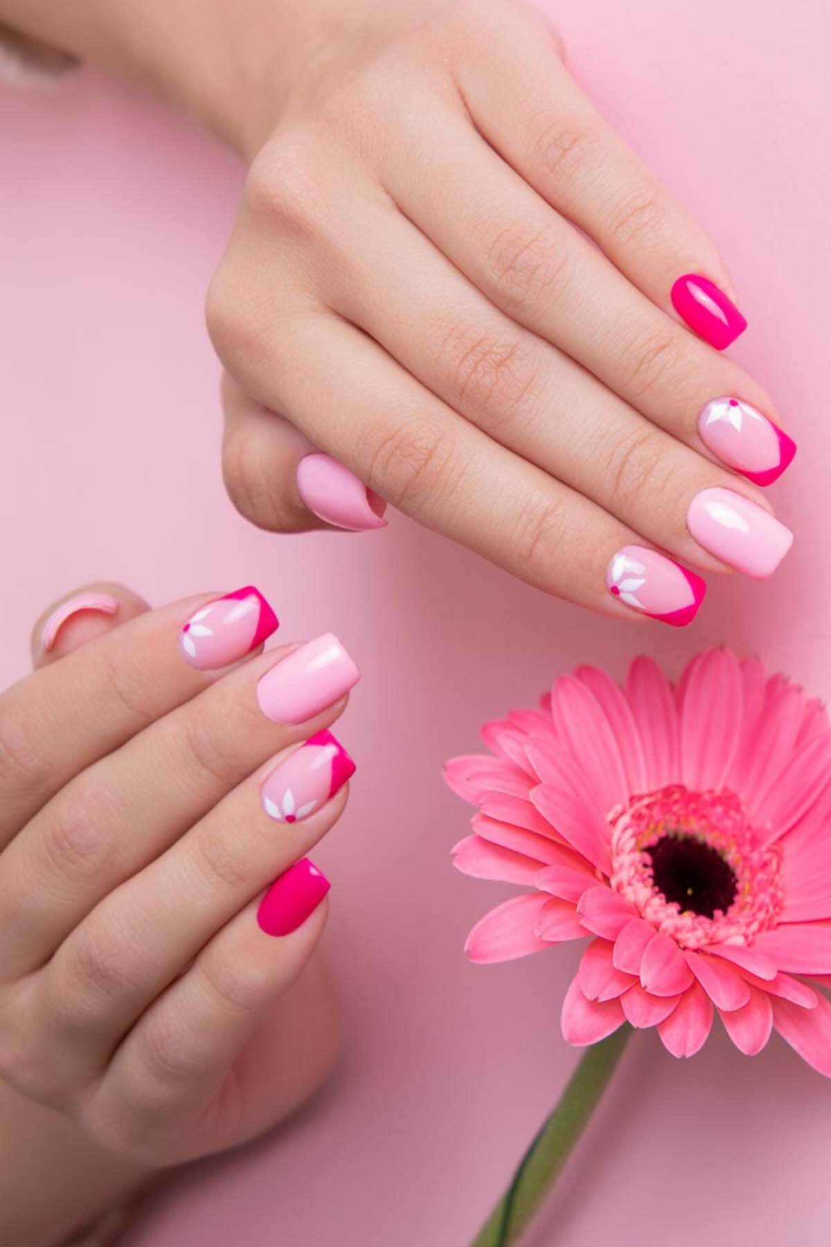 Pink and white floral design