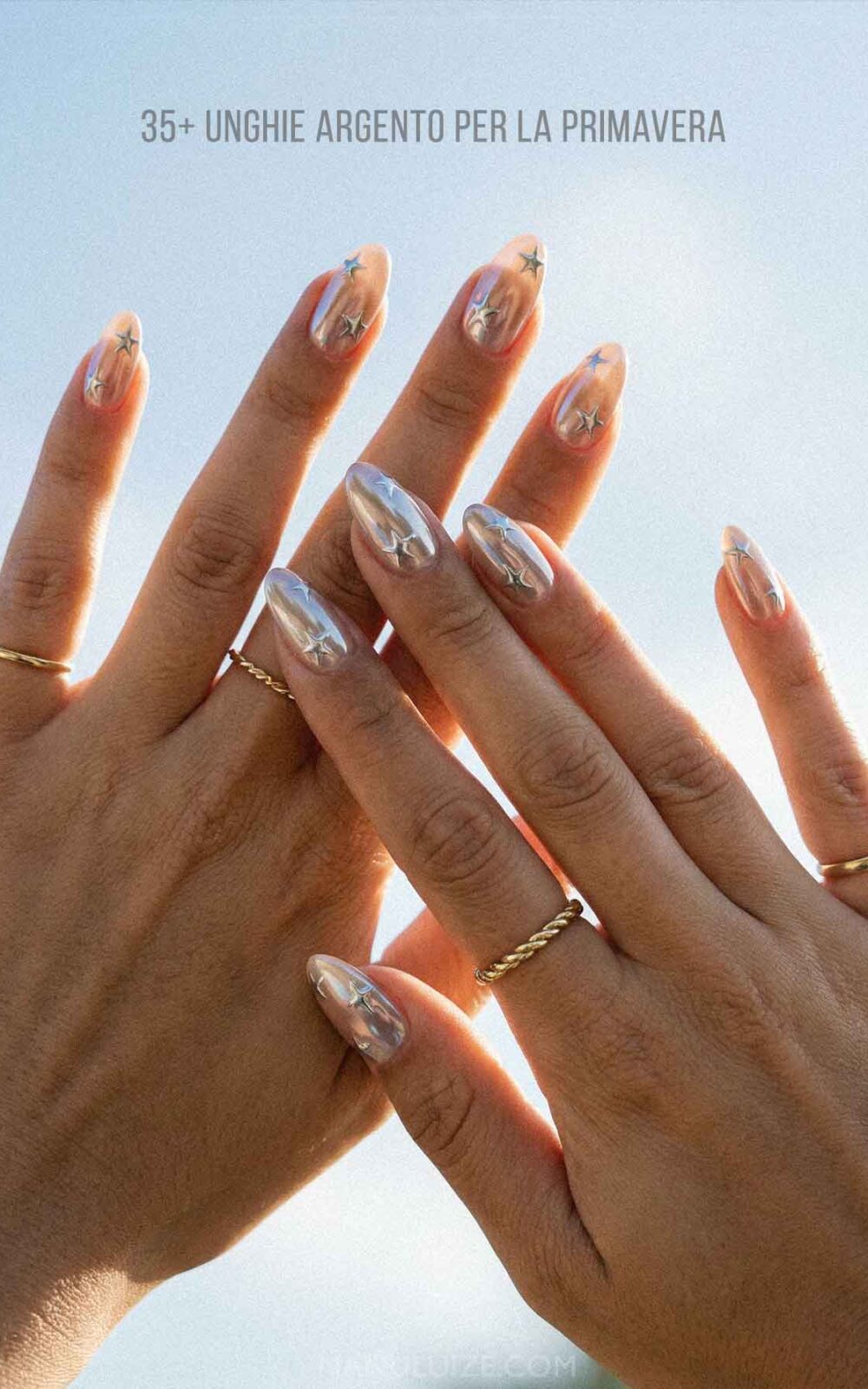 Unghie argento con stelle Unghie argento con stelle