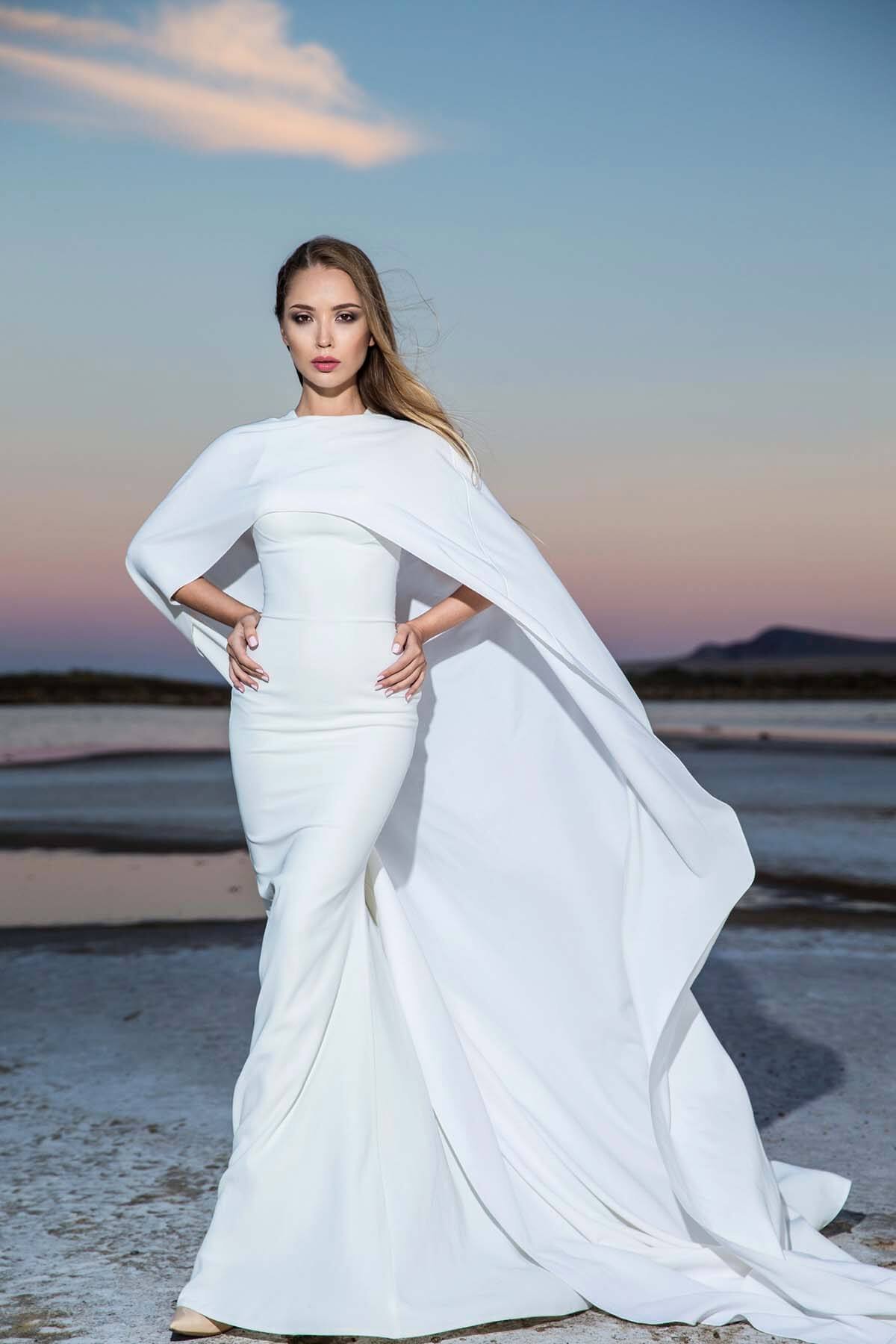 cape wedding dress