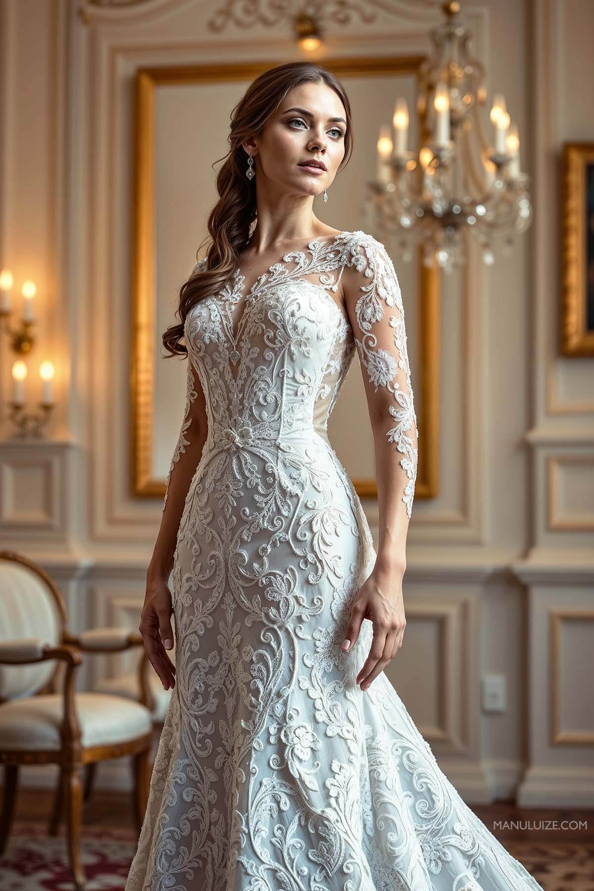 Long sleeve lace wedding dress