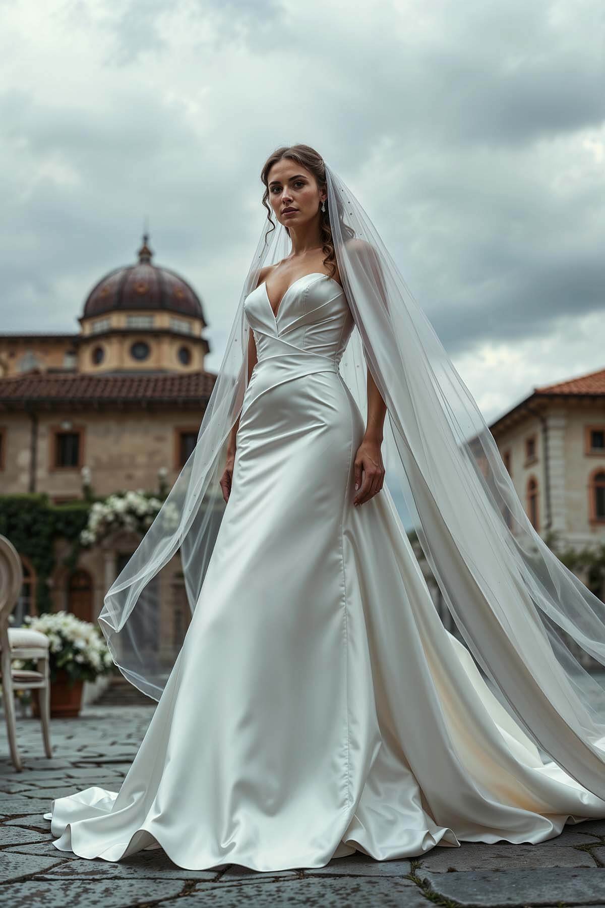 Strapless bridal dress