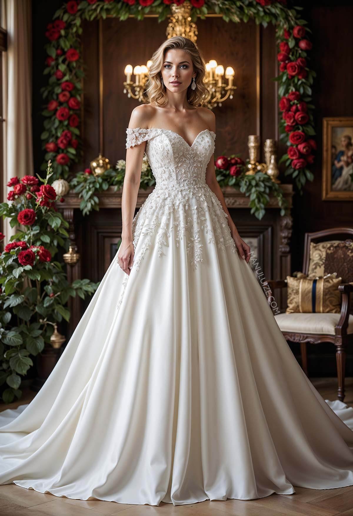 Strapless princess wedding dress