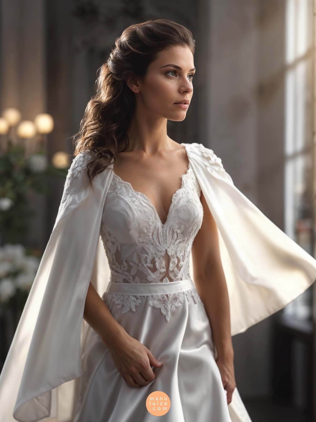 Wedding dress with cape