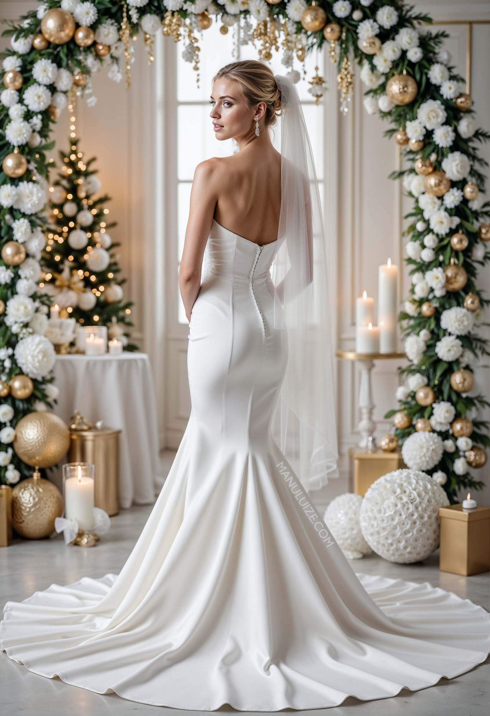 White mermaid dress for brides