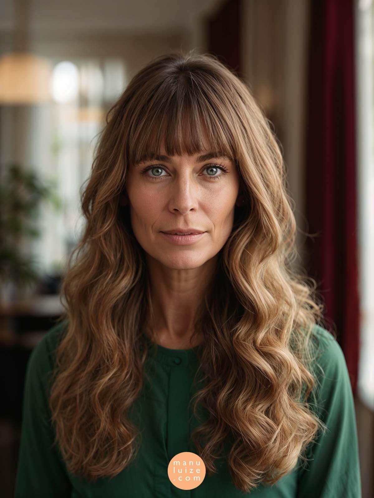 long hair with bangs for over 40 years women