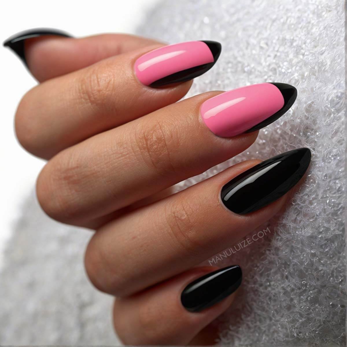 Black pink summer manicure