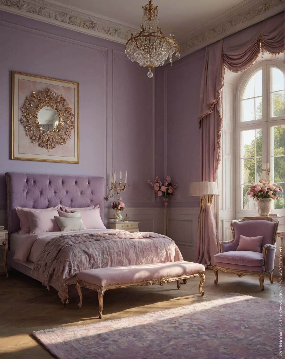 Decorative mirror in a lilac Regency core bedroom