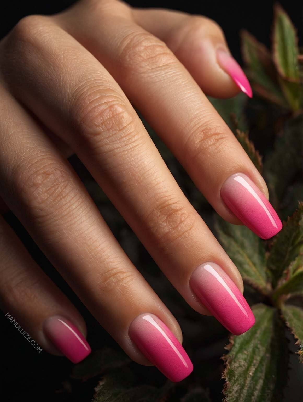 Hot pink ombre summer nails
