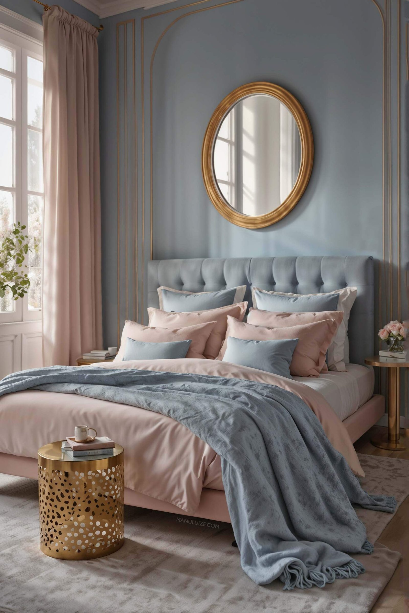 Baby blue and dusty pink decor