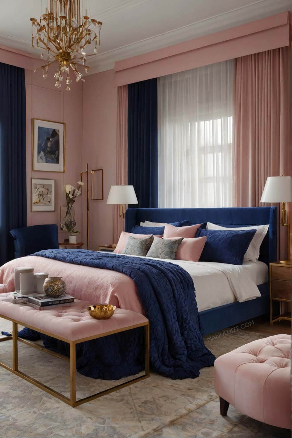 Cobalt blue and dusty pink color combination