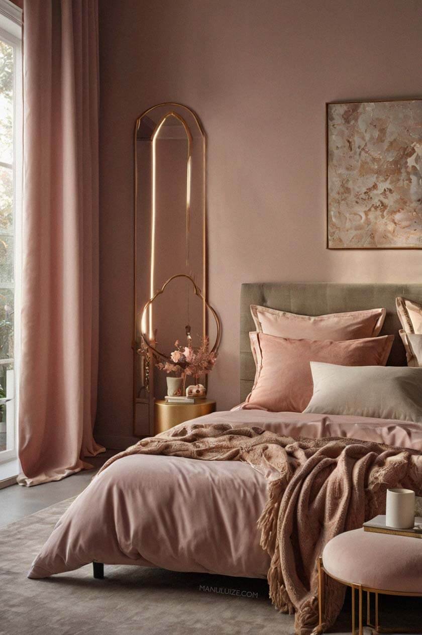 Dusty pink bedroom modern decor